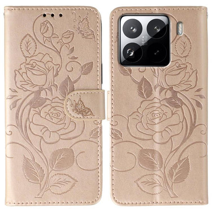 Rose Butterfly Embossed Leather Phone Case, For Xiaomi 15 Ultra, For Xiaomi Poco X7 Pro, For Xiaomi 15 Pro, For Xiaomi 15