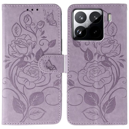 Rose Butterfly Embossed Leather Phone Case, For Xiaomi 15 Ultra, For Xiaomi Poco X7 Pro, For Xiaomi 15 Pro, For Xiaomi 15