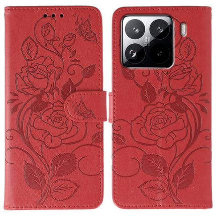 Rose Butterfly Embossed Leather Phone Case, For Xiaomi 15 Ultra, For Xiaomi Poco X7 Pro, For Xiaomi 15 Pro, For Xiaomi 15