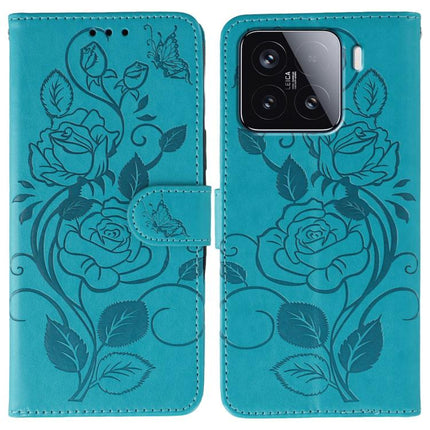 Rose Butterfly Embossed Leather Phone Case, For Xiaomi 15 Ultra, For Xiaomi Poco X7 Pro, For Xiaomi 15 Pro, For Xiaomi 15