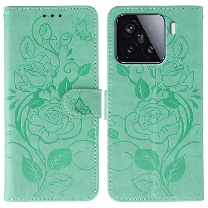 Rose Butterfly Embossed Leather Phone Case, For Xiaomi 15 Ultra, For Xiaomi Poco X7 Pro, For Xiaomi 15 Pro, For Xiaomi 15