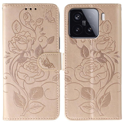 Rose Butterfly Embossed Leather Phone Case, For Xiaomi 15 Ultra, For Xiaomi Poco X7 Pro, For Xiaomi 15 Pro, For Xiaomi 15