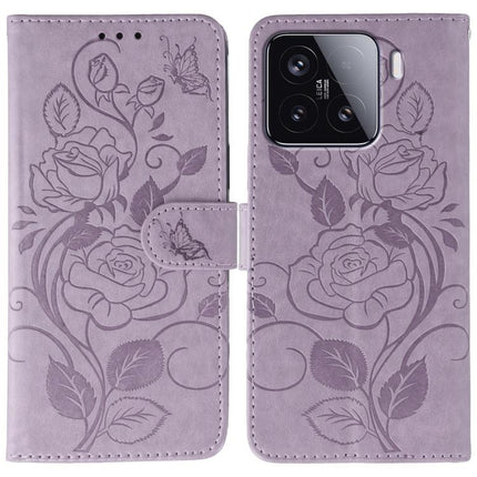 Rose Butterfly Embossed Leather Phone Case, For Xiaomi 15 Ultra, For Xiaomi Poco X7 Pro, For Xiaomi 15 Pro, For Xiaomi 15