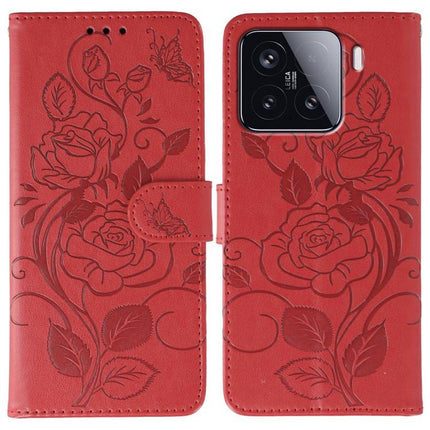 Rose Butterfly Embossed Leather Phone Case, For Xiaomi 15 Ultra, For Xiaomi Poco X7 Pro, For Xiaomi 15 Pro, For Xiaomi 15
