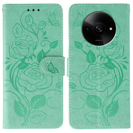 Rose Butterfly Embossed Leather Phone Case, For Xiaomi 14T Pro, For Xiaomi 14T, For Xiaomi Poco C61 4G Global, For Xiaomi 13T / 13T Pro