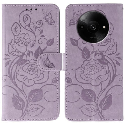 Rose Butterfly Embossed Leather Phone Case, For Xiaomi 14T Pro, For Xiaomi 14T, For Xiaomi Poco C61 4G Global, For Xiaomi 13T / 13T Pro