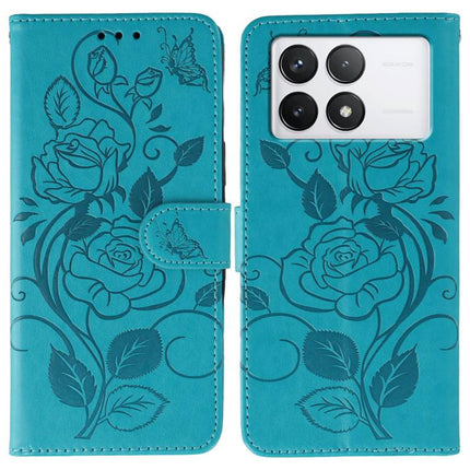 Rose Butterfly Embossed Leather Phone Case, For Xiaomi 14T Pro, For Xiaomi 14T, For Xiaomi Poco C61 4G Global, For Xiaomi 13T / 13T Pro