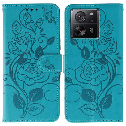 Rose Butterfly Embossed Leather Phone Case, For Xiaomi 14T Pro, For Xiaomi 14T, For Xiaomi Poco C61 4G Global, For Xiaomi 13T / 13T Pro