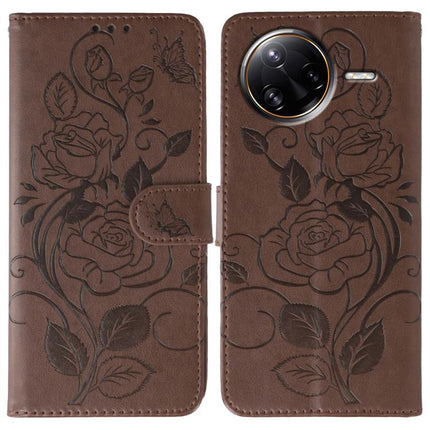 Rose Butterfly Embossed Leather Phone Case, For Redmi Turbo 4 Pro 5G / Poco F7, For Xiaomi Poco F7 Ultra / Redmi K80 Pro, For Xiaomi Poco F7 Pro / Redmi K80, For Xiaomi Poco C75 4G / Poco M7
