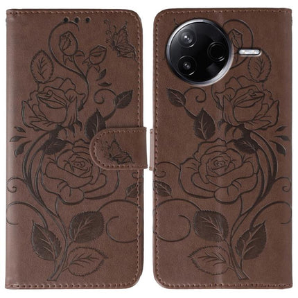 Rose Butterfly Embossed Leather Phone Case, For Redmi Turbo 4 Pro 5G / Poco F7, For Xiaomi Poco F7 Ultra / Redmi K80 Pro, For Xiaomi Poco F7 Pro / Redmi K80, For Xiaomi Poco C75 4G / Poco M7