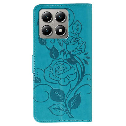 Rose Butterfly Embossed Leather Phone Case, For Xiaomi 14T Pro, For Xiaomi 14T, For Xiaomi Poco C61 4G Global, For Xiaomi 13T / 13T Pro