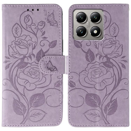 Rose Butterfly Embossed Leather Phone Case, For Xiaomi 14T Pro, For Xiaomi 14T, For Xiaomi Poco C61 4G Global, For Xiaomi 13T / 13T Pro