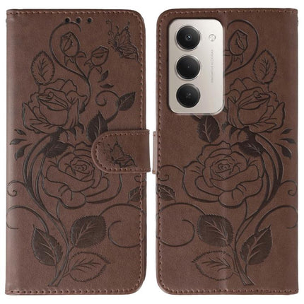 Rose Butterfly Embossed Leather Phone Case, For Redmi 15C 5G / 4G EU 173mm, For Redmi 15 5G Global / 15 4G SEA, For Redmi 15 5G / 4G EU 171mm, For Redmi 15C 5G / 4G Global 171mm