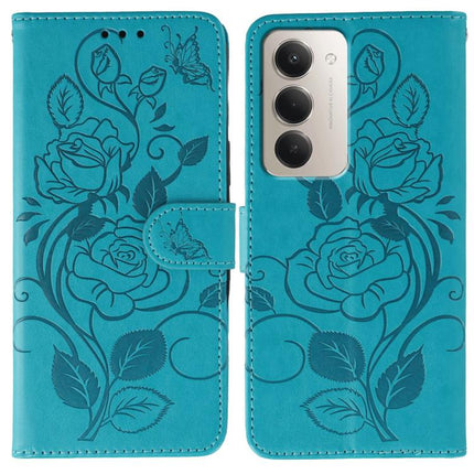 Rose Butterfly Embossed Leather Phone Case, For Redmi 15C 5G / 4G EU 173mm, For Redmi 15 5G Global / 15 4G SEA, For Redmi 15 5G / 4G EU 171mm, For Redmi 15C 5G / 4G Global 171mm