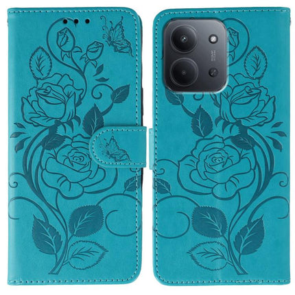 Rose Butterfly Embossed Leather Phone Case, For Redmi 15C 5G / 4G EU 173mm, For Redmi 15 5G Global / 15 4G SEA, For Redmi 15 5G / 4G EU 171mm, For Redmi 15C 5G / 4G Global 171mm