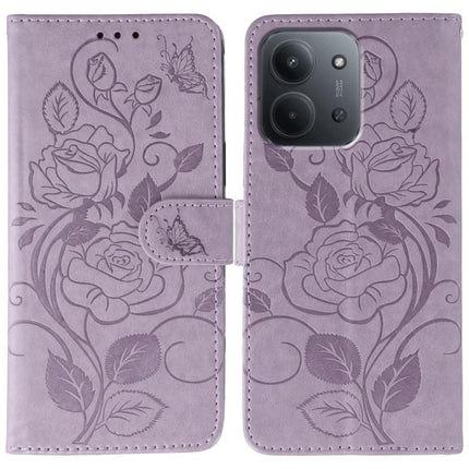 Rose Butterfly Embossed Leather Phone Case, For Redmi 15C 5G / 4G EU 173mm, For Redmi 15 5G Global / 15 4G SEA, For Redmi 15 5G / 4G EU 171mm, For Redmi 15C 5G / 4G Global 171mm