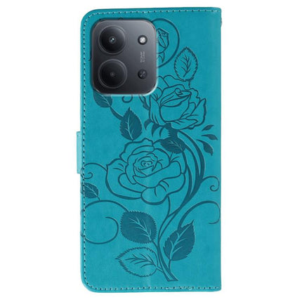 Rose Butterfly Embossed Leather Phone Case, For Redmi 15C 5G / 4G EU 173mm, For Redmi 15 5G Global / 15 4G SEA, For Redmi 15 5G / 4G EU 171mm, For Redmi 15C 5G / 4G Global 171mm