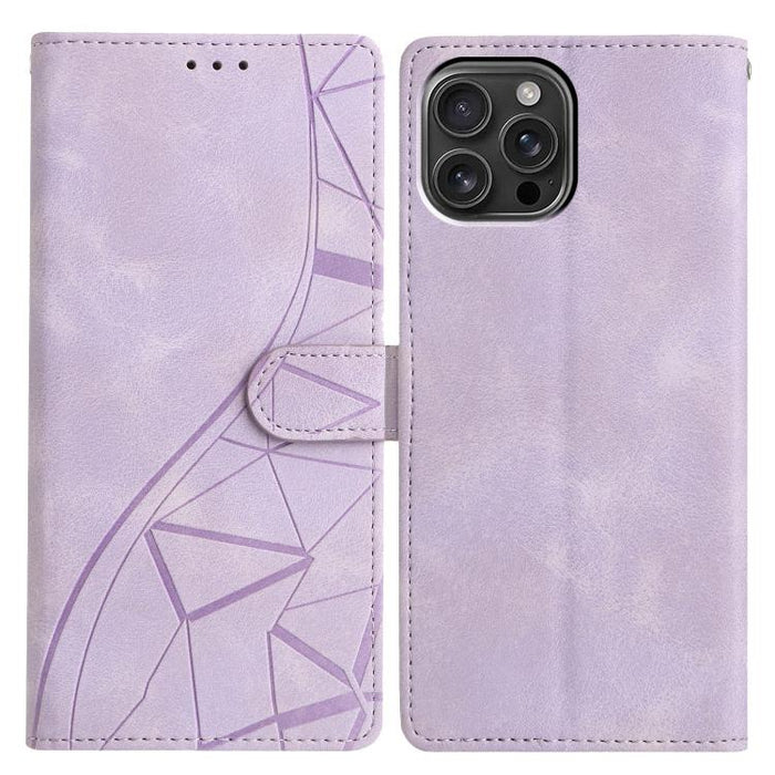 Triangles Embossed Leather Phone Case, For iPhone 15 Pro, For iPhone 15 Plus, For iPhone 15, For iPhone 14 Plus