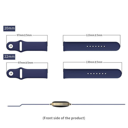 xDfind Pure Color Silicone Watch Band, 20mm, 22mm