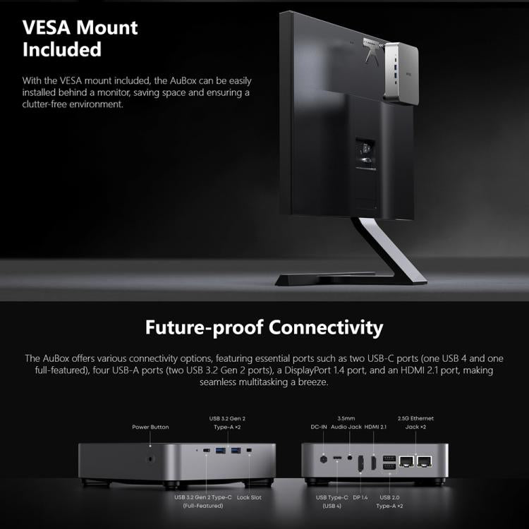 CHUWI AUBox R7-8745 Windows 11 Mini PC, AMD Ryzen 7 8745HS Processor, R7-8745, 16GB+1TB, 32GB+1TB