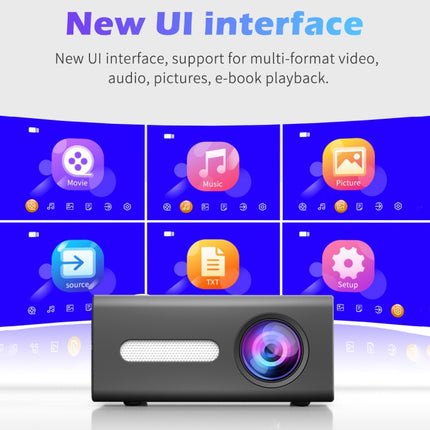 Proyector multimedia portátil para juegos domésticos LED T300 25ANSI, enchufe estadounidense