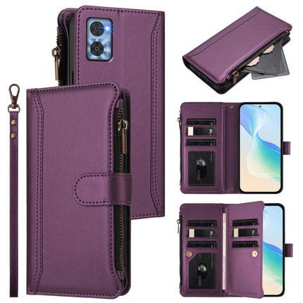 Magnetic Closure 9 Card Slots Zipper Leather Case with Hand Strap, For Motorola Moto G 5G 2023 Global, For Motorola Moto G Play 2023, For Motorola Moto E22 4G / E22i 4G, For Motorola Edge 30 Neo