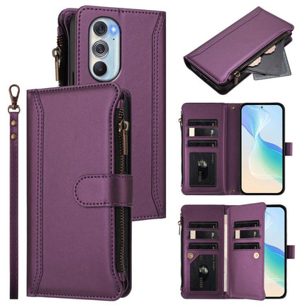 Magnetic Closure 9 Card Slots Zipper Leather Case with Hand Strap, For Motorola Moto G Play 2022, For Motorola Moto G Stylus 2022 5G, For Motorola Edge X30 / Edge 30 Pro, For Motorola Edge S30 / G200 5G