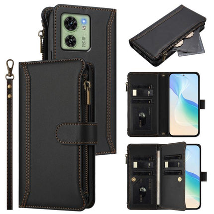 Magnetic Closure 9 Card Slots Zipper Leather Case with Hand Strap, For Motorola Moto G Power 5G 2024, For Motorola Edge 40 5G Global, For Motorola Edge 40 Neo 5G, For Motorola Moto G Stylus 2023 4G