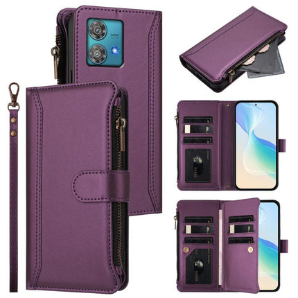 Magnetic Closure 9 Card Slots Zipper Leather Case with Hand Strap, For Motorola Moto G Power 5G 2024, For Motorola Edge 40 5G Global, For Motorola Edge 40 Neo 5G, For Motorola Moto G Stylus 2023 4G