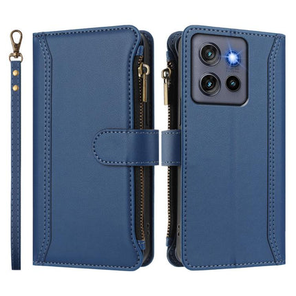 Magnetic Closure 9 Card Slots Zipper Leather Case with Hand Strap, For Motorola Edge 50 Neo 5G Global, For Motorola Edge 50 5G Global, For Motorola Moto G14 4G / G54 Brazil, For Motorola Moto E14 4G / G04 4G