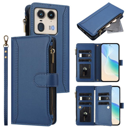 Magnetic Closure 9 Card Slots Zipper Leather Case with Hand Strap, For Motorola Edge 50 Fusion Global, For Motorola Edge 5G 2024 Global, For Motorola Edge 50 Ultra 5G Global, For Motorola Edge 50 Pro 5G