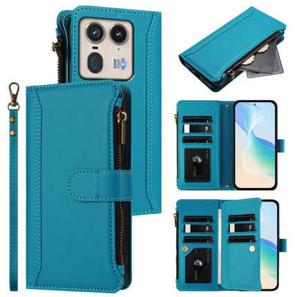 Magnetic Closure 9 Card Slots Zipper Leather Case with Hand Strap, For Motorola Edge 50 Fusion Global, For Motorola Edge 5G 2024 Global, For Motorola Edge 50 Ultra 5G Global, For Motorola Edge 50 Pro 5G
