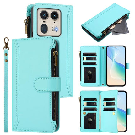 Magnetic Closure 9 Card Slots Zipper Leather Case with Hand Strap, For Motorola Edge 50 Fusion Global, For Motorola Edge 5G 2024 Global, For Motorola Edge 50 Ultra 5G Global, For Motorola Edge 50 Pro 5G