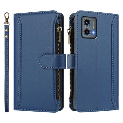 Magnetic Closure 9 Card Slots Zipper Leather Case with Hand Strap, For Motorola Moto G 5G 2023 Global, For Motorola Moto G Play 2023, For Motorola Moto E22 4G / E22i 4G, For Motorola Edge 30 Neo