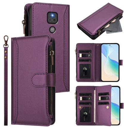 Magnetic Closure 9 Card Slots Zipper Leather Case with Hand Strap, For Motorola Moto G30 / G10 / G20, For Motorola Moto E7 Power, For Motorola Moto G Power 2021, For Motorola Moto G Play 2021