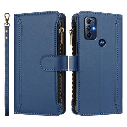 Magnetic Closure 9 Card Slots Zipper Leather Case with Hand Strap, For Motorola Moto G Play 2022, For Motorola Moto G Stylus 2022 5G, For Motorola Edge X30 / Edge 30 Pro, For Motorola Edge S30 / G200 5G
