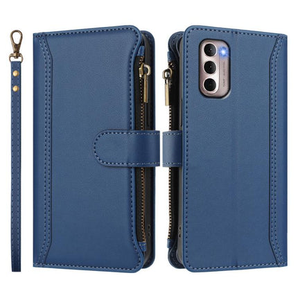 Magnetic Closure 9 Card Slots Zipper Leather Case with Hand Strap, For Motorola Moto G Stylus 2022 4G, For Motorola Moto E20 / E30 / E40, For Motorola Moto G31 4G Global, For Motorola Moto G Power 2022