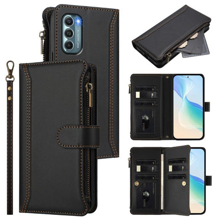 Magnetic Closure 9 Card Slots Zipper Leather Case with Hand Strap, For Motorola Moto G Play 2022, For Motorola Moto G Stylus 2022 5G, For Motorola Edge X30 / Edge 30 Pro, For Motorola Edge S30 / G200 5G