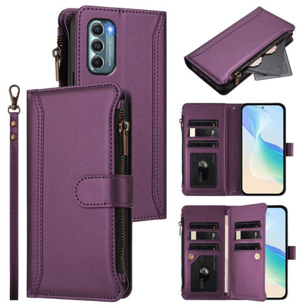 Magnetic Closure 9 Card Slots Zipper Leather Case with Hand Strap, For Motorola Moto G Play 2022, For Motorola Moto G Stylus 2022 5G, For Motorola Edge X30 / Edge 30 Pro, For Motorola Edge S30 / G200 5G
