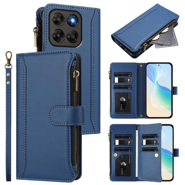 Magnetic Closure 9 Card Slots Zipper Leather Case with Hand Strap, For Motorola Moto G Max/G87/G77/G67 5G, For Motorola Moto X70 Air Pro 5G, For Motorola Moto G17 4G/G17 Power 4G, For Motorola Moto G67 Power 5G Global