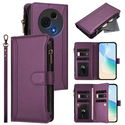 Magnetic Closure 9 Card Slots Zipper Leather Case with Hand Strap, For TCL 60 NxtPaper, For TCL 605 / 60 SE, For TCL 60R 5G, For TCL 503
