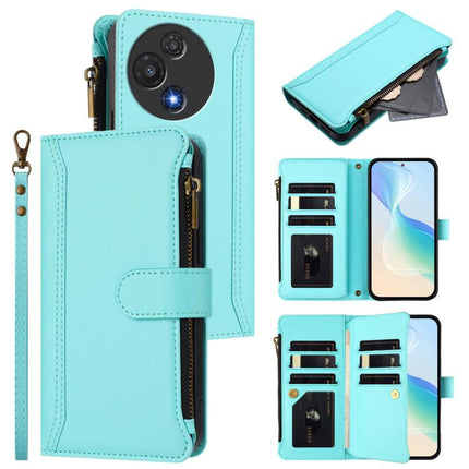 Magnetic Closure 9 Card Slots Zipper Leather Case with Hand Strap, For TCL 60 NxtPaper, For TCL 605 / 60 SE, For TCL 60R 5G, For TCL 503