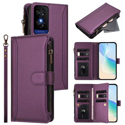 Magnetic Closure 9 Card Slots Zipper Leather Case with Hand Strap, For TCL 50 5G / 50 XE NxtPaper 5G, For TCL 50 XL / 50 XL NxtPaper 5G, For TCL 201, For TCL 50 XE