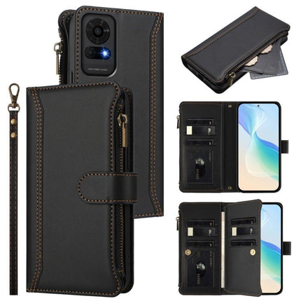Magnetic Closure 9 Card Slots Zipper Leather Case with Hand Strap, For TCL 40 XL / 40 T, For TCL 50 LE 5G / K23 / K24, For TCL 50 Pro NxtPaper / P10, For TCL 405 / 406 / 406S / 480