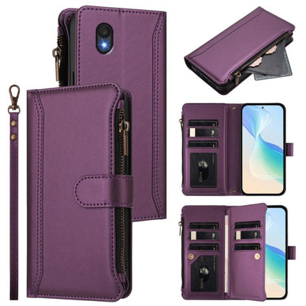 Magnetic Closure 9 Card Slots Zipper Leather Case with Hand Strap, For TCL 50 5G / 50 XE NxtPaper 5G, For TCL 50 XL / 50 XL NxtPaper 5G, For TCL 201, For TCL 50 XE