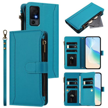 Magnetic Closure 9 Card Slots Zipper Leather Case with Hand Strap, For TCL 40 XL / 40 T, For TCL 50 LE 5G / K23 / K24, For TCL 50 Pro NxtPaper / P10, For TCL 405 / 406 / 406S / 480