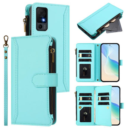 Magnetic Closure 9 Card Slots Zipper Leather Case with Hand Strap, For TCL 40 XL / 40 T, For TCL 50 LE 5G / K23 / K24, For TCL 50 Pro NxtPaper / P10, For TCL 405 / 406 / 406S / 480