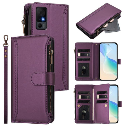 Magnetic Closure 9 Card Slots Zipper Leather Case with Hand Strap, For TCL 40 XL / 40 T, For TCL 50 LE 5G / K23 / K24, For TCL 50 Pro NxtPaper / P10, For TCL 405 / 406 / 406S / 480