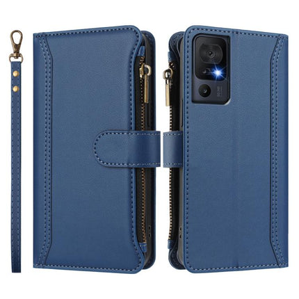 Magnetic Closure 9 Card Slots Zipper Leather Case with Hand Strap, For TCL 40 SE, For TCL 403, For TCL 40 R 5G, For TCL 30XL 2022