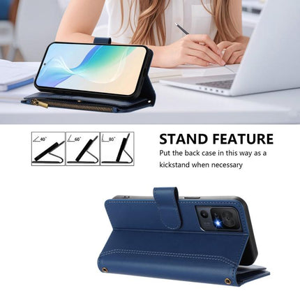 Magnetic Closure 9 Card Slots Zipper Leather Case with Hand Strap, For TCL 40 SE, For TCL 403, For TCL 40 R 5G, For TCL 30XL 2022